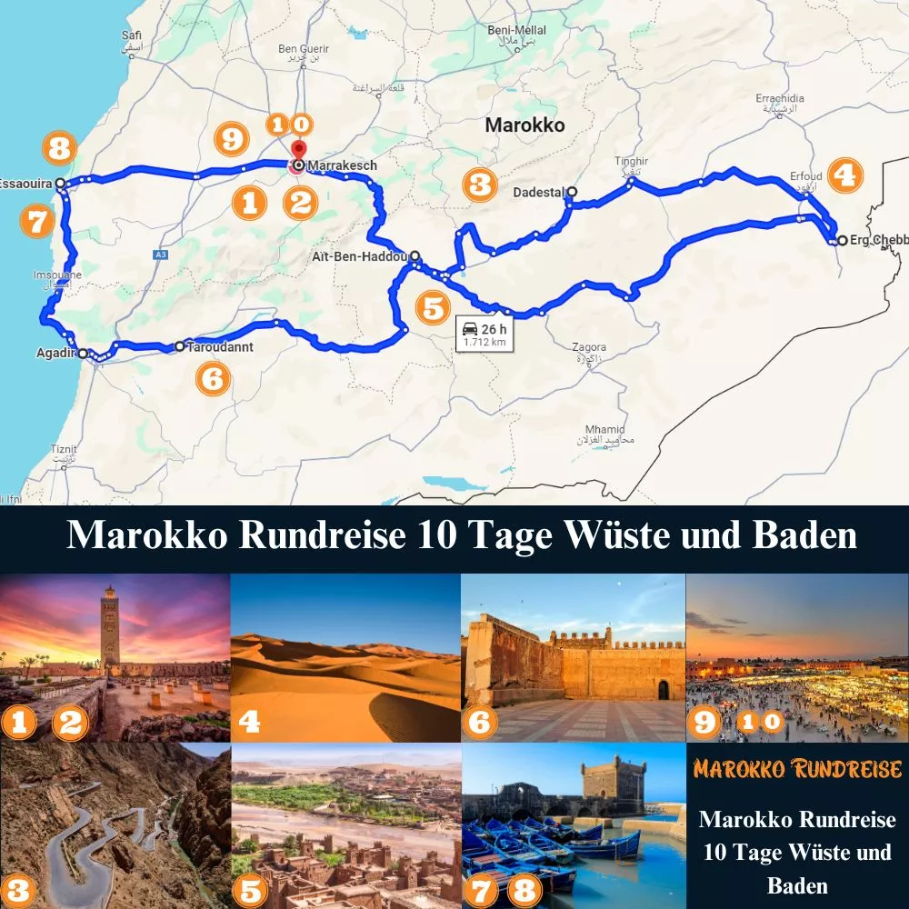 Marokko Rundreise 10 Tage Wüste und Baden