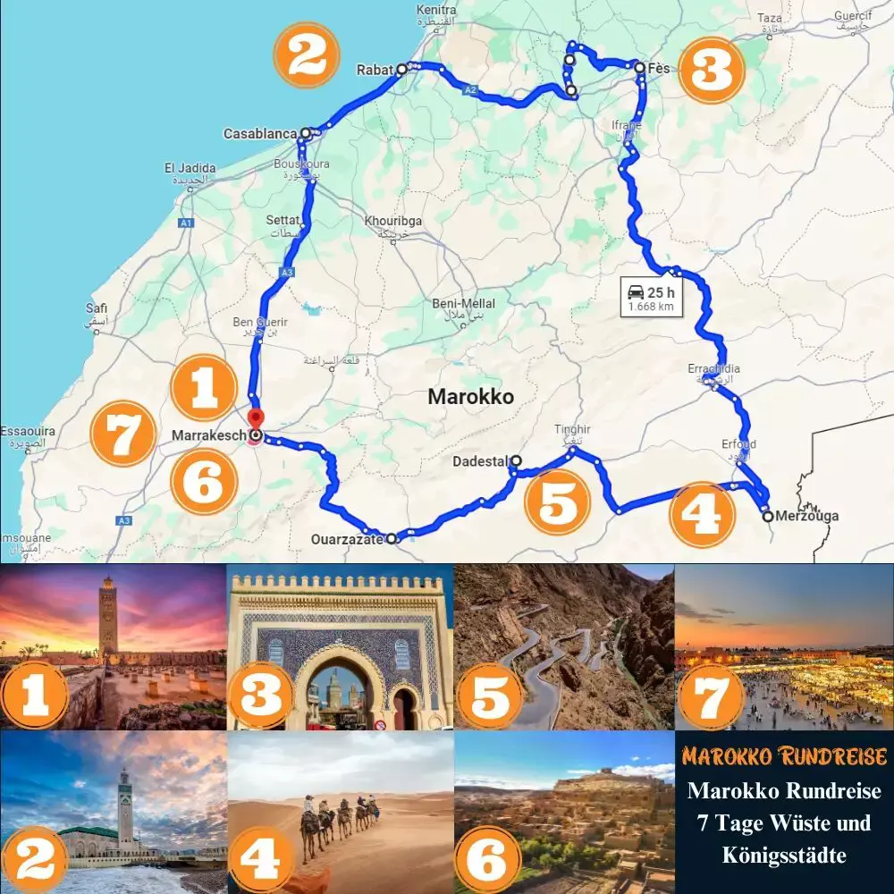 Marokko Rundreise 7 Tage Wüste und Königsstädte